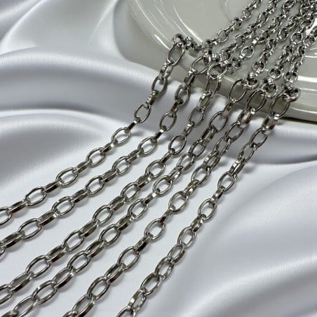 Catena ovale in Acciaio inox rodio con filo liscio 4x6.5mm 1mt | GDO