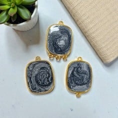 Ciondolo piastra in resina Argento sfumato e Acciaio dorato 22x30mm - Vari modelli | GDO