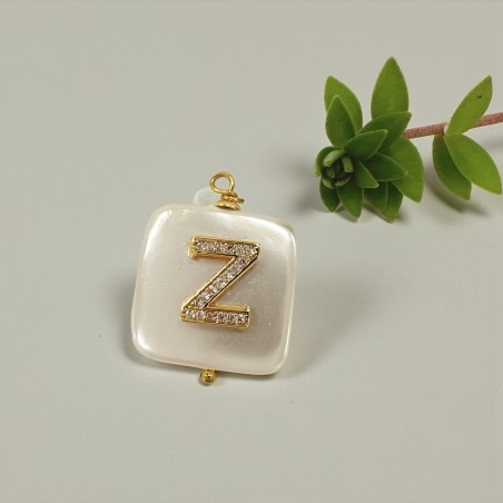 Ciondolo in madreperla con Lettera iniziale Z con strass 20x27mm 1pz | GDO
