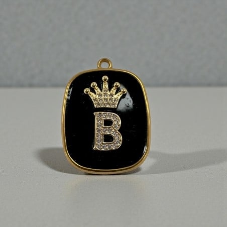 Piastrina in resina nera con Lettera B con strass 22x30mm 1pz | GDO