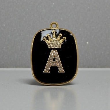 Piastrina in resina nera con Lettera A con strass 22x30mm 1pz | GDO