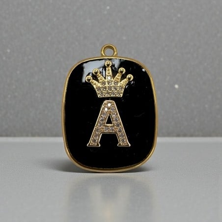 Piastrina in resina nera con Lettera A con strass 22x30mm 1pz | GDO