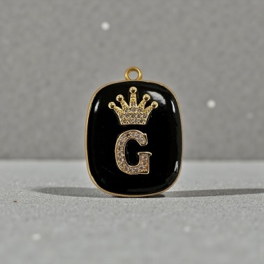 Piastrina in resina nera con Lettera G con strass 22x30mm 1pz | GDO