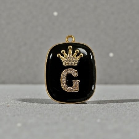 Piastrina in resina nera con Lettera G con strass 22x30mm 1pz | GDO
