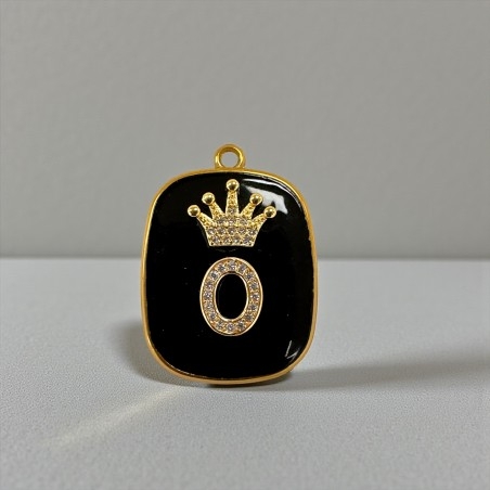 Piastrina in resina nera con Lettera O con strass 22x30mm 1pz | GDO