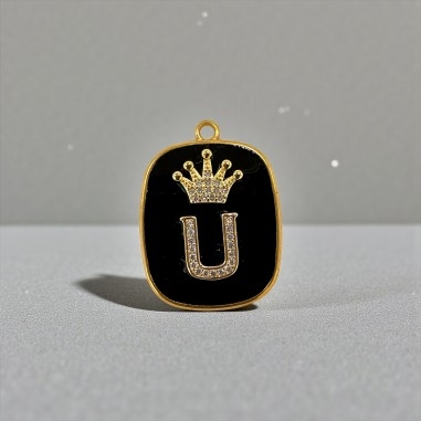Piastrina in resina nera con Lettera U con strass 22x30mm 1pz | GDO