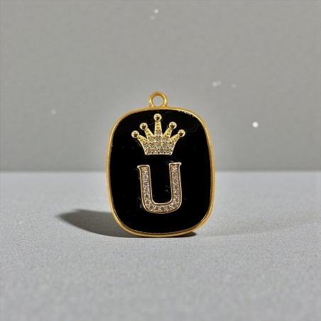 Piastrina in resina nera con Lettera U con strass 22x30mm 1pz | GDO