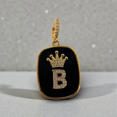 Orecchini con piastrine nere con Lettera B con strass 1 paio | GDO
