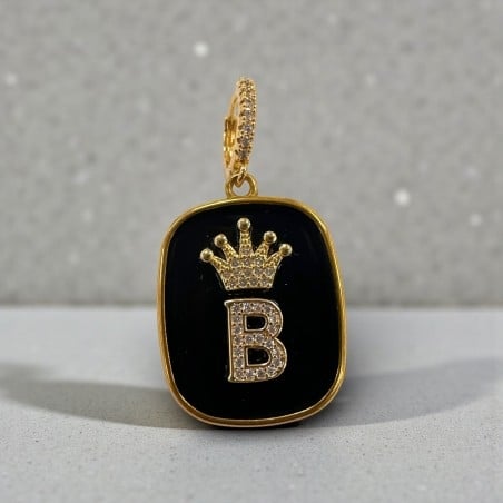 Orecchini con piastrine nere con Lettera B con strass 1 paio | GDO
