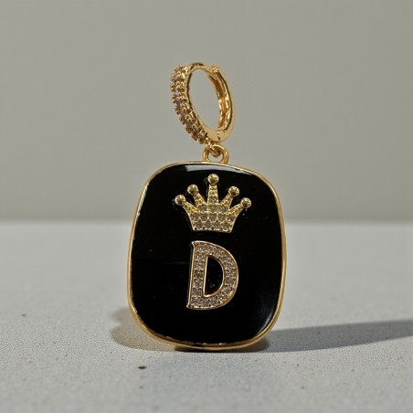 Orecchini con piastrine nere con Lettera D con strass 1 paio | GDO