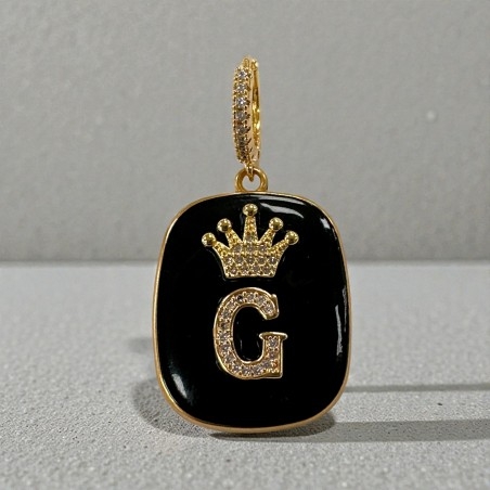 Orecchini con piastrine nere con Lettera G con strass 1 paio | GDO