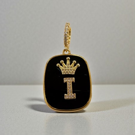 Orecchini con piastrine nere con Lettera I con strass 1 paio | GDO