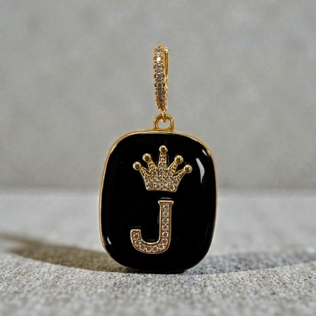 Orecchini con piastrine nere con Lettera J con strass 1 paio | GDO