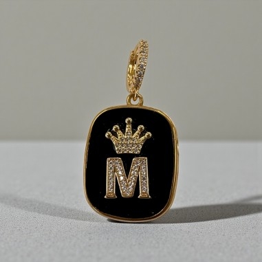 Orecchini con piastrine nere con Lettera M con strass 1 paio | GDO