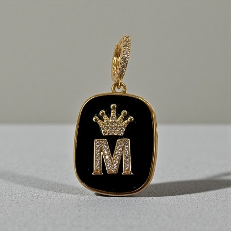 Orecchini con piastrine nere con Lettera M con strass 1 paio | GDO