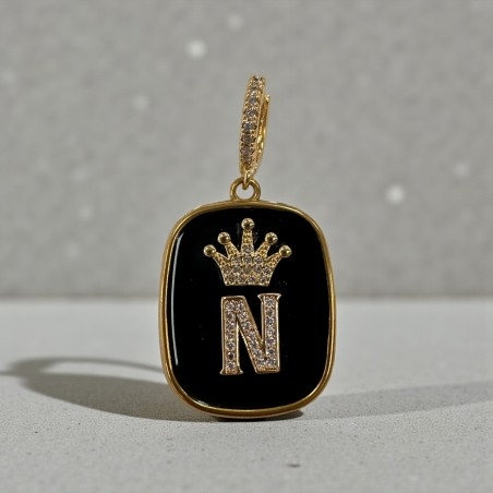 Orecchini con piastrine nere con Lettera N con strass 1 paio | GDO