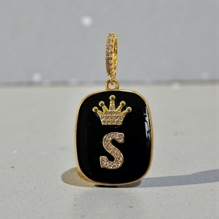 Orecchini con piastrine nere con Lettera S con strass 1 paio | GDO