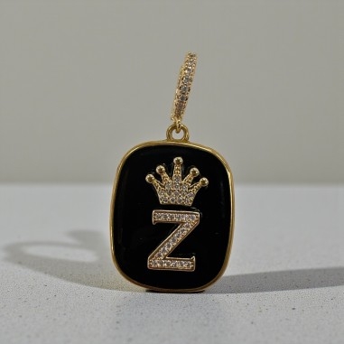 Orecchini con piastrine nere con Lettera Z con strass 1 paio | GDO