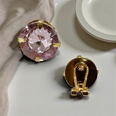 Base orecchini a perno e clip con Strass rosa 16x18mm 1 paio  | GDO