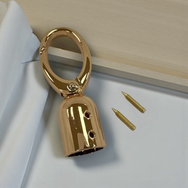 Moschettone con terminali e viti per manici e tracolle in metallo oro chiaro 15x62mm | GDO