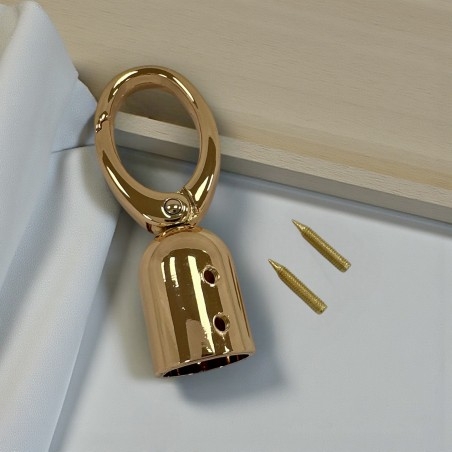 Moschettone con terminali e viti per manici e tracolle in metallo oro chiaro 15x62mm | GDO