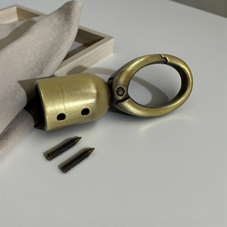 Moschettone con terminali e viti per manici e tracolle in metallo bronzo 15x62mm | GDO