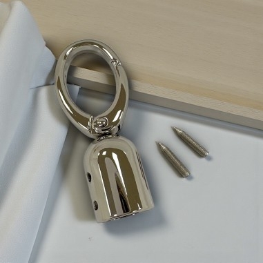 Moschettone con terminali e viti per manici e tracolle in metallo argento rodio 15x62mm | GDO