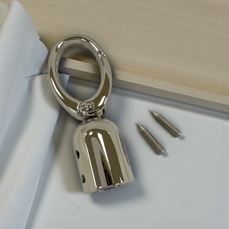 Moschettone con terminali e viti per manici e tracolle in metallo argento rodio 15x62mm | GDO