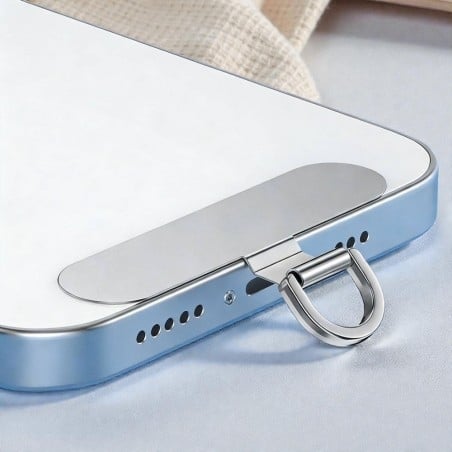 Toppa ovale in acciaio inox argento rodio per agganciare il cordino al cellulare | GDO