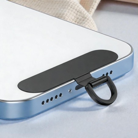 Toppa ovale in acciaio inox nero per agganciare il cordino al cellulare | GDO