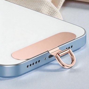 Toppa ovale in acciaio inox oro rosa per agganciare il cordino al cellulare | GDO