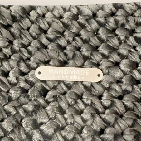 Targhetta rettangolare HANDMADE in acciaio rodio per borse 10 x 50 mm 1pz Gioie d'Oriente