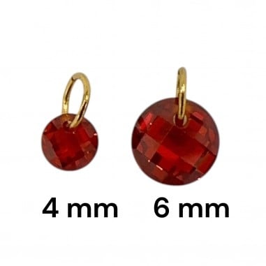 Ciondoli zircone tondo sfaccettato granato foro alto 6 mm 50pz Gioie d'Oriente