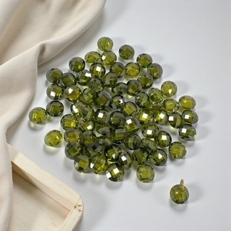 Ciondoli di Zircone tondo sfaccettato Verde oliva con foro alto 6mm | Gioie d'Oriente