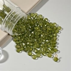 Ciondoli di Zircone tondo sfaccettato Verde oliva con foro alto 4mm | Gioie d'Oriente