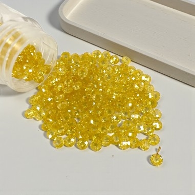 Ciondoli di Zircone tondo sfaccettato Giallo con foro alto 4mm | Gioie d'Oriente