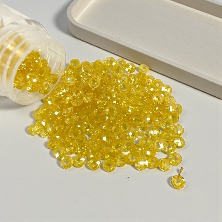 Ciondoli di Zircone tondo sfaccettato Giallo con foro alto 4mm | Gioie d'Oriente