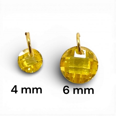 Ciondoli di Zircone tondo sfaccettato Giallo con foro alto - Due misure | Gioie d'Oriente