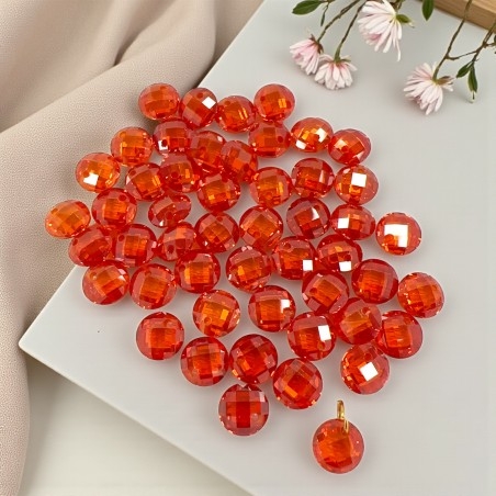 Ciondoli di Zircone tondo sfaccettato Rosso chiaro con foro alto 6mm | Gioie d'Oriente