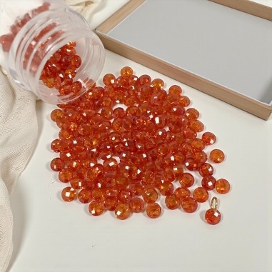 Ciondoli di Zircone tondo sfaccettato Rosso chiaro con foro alto 4mm | Gioie d'Oriente