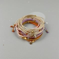 Kit bracciale DIY, cordino raso 1mm, zirconi con foro alto, distanziatori dorati, idee creative di Gioie d'Oriente