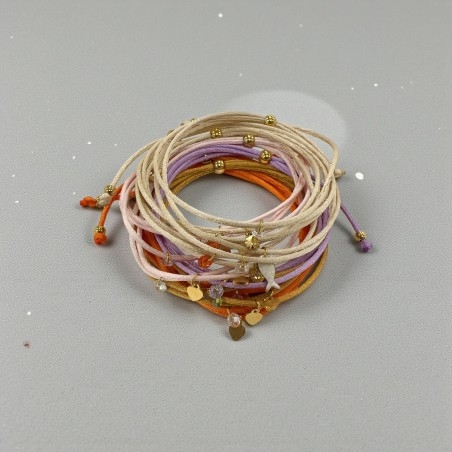Kit bracciale DIY, cordino raso 1mm, zirconi con foro alto, distanziatori dorati, idee creative di Gioie d'Oriente
