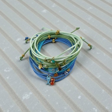 Kit bracciale DIY, cordino raso 1mm, zirconi con foro alto, distanziatori dorati, marchio GDO