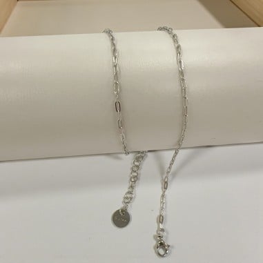 Base collana con maglia rettangolare 2x4mm in Acciaio rodio 40+5cm | Gioie d'Oriente