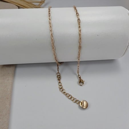 Base collana con maglia rettangolare 2x4mm in Acciaio oro rosa 40+5cm | Gioie d'Oriente
