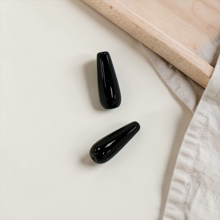 Goccia liscia di Onice nero 6x16mm 1pz | Gioie d'Oriente