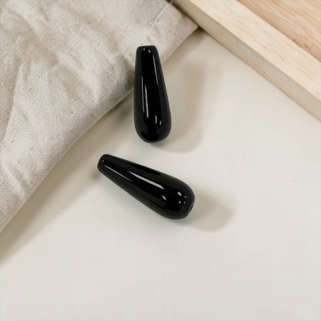 Goccia liscia di Onice nero 8x20mm 1pz | Gioie d'Oriente