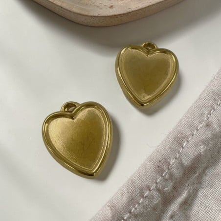 Ciondolo cuore base resina in acciaio inox oro 21x25mm 1pz Gioie d'Oriente
