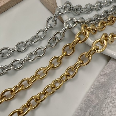 catena acciaio inox, maglia ovale, maglia 8x9.5mm, filo 2mm, catena resistente per bijoux fai da te, marchio Gioie d'Oriente