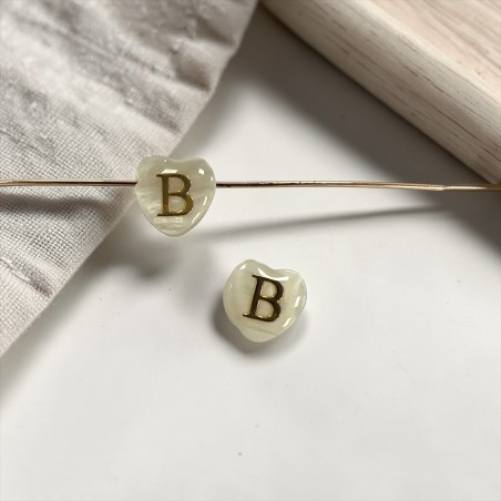 Cuore con lettera B in Madreperla con foro passante 8mm | GDO